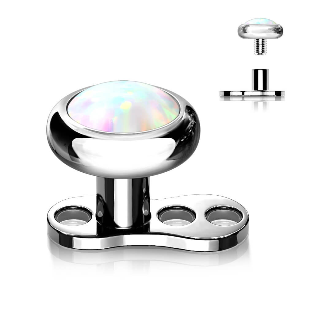 Titanium Dermal Anchor 2mm rise 3 holes opal flat top Internally Threaded