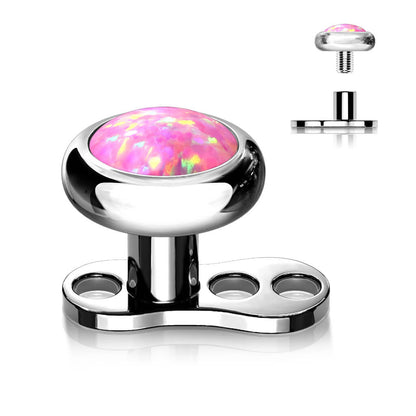 Titanium Dermal Anchor 2mm rise 3 holes opal flat top Internally Threaded