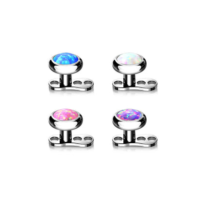 Titanium Dermal Anchor 2mm rise 3 holes opal flat top Internally Threaded