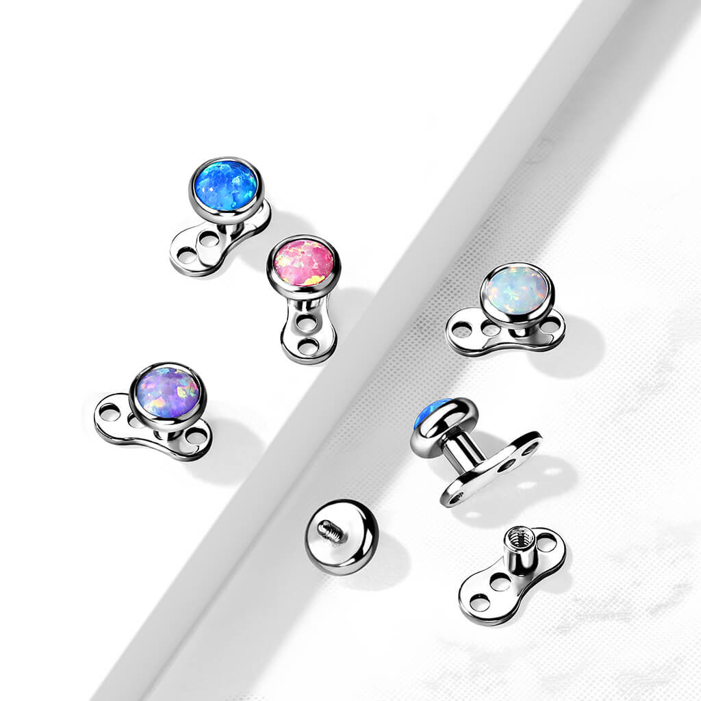 Titanium Dermal Anchor 2mm rise 3 holes opal flat top Internally Threaded