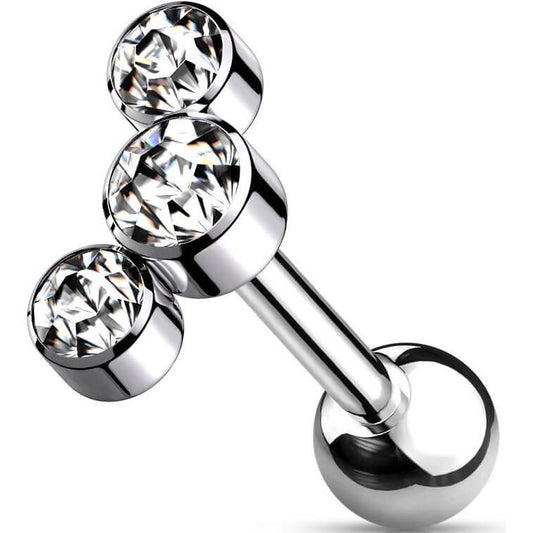 Titanium Barbell 3 Zirconia Silver Internally Threaded