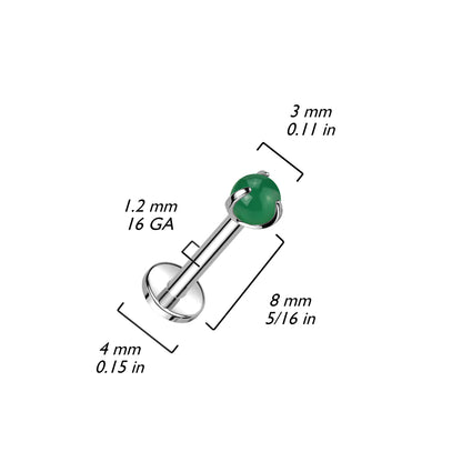 Titane Labret Pierre Semi-précieuse Filetage Interne