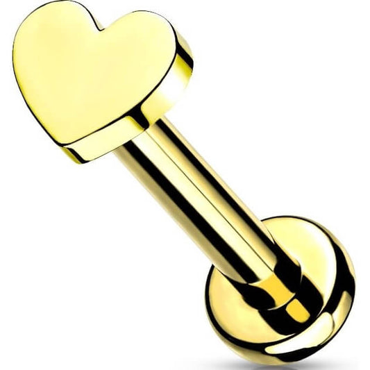 Titanium Labret Heart Flat Internally Threaded