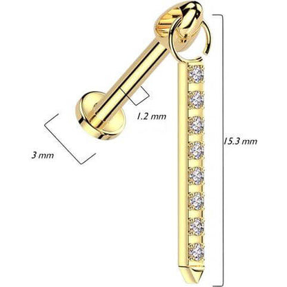 Titane Labret Pendentif Zircone Filetage Interne