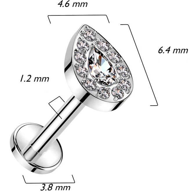 Titane Labret Larme Zircone Filetage Interne