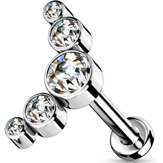 Titan Labret 5 Zirkonia Flach Silber Innengewinde