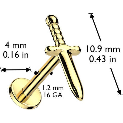 Titanium Labret dagger Internally Threaded