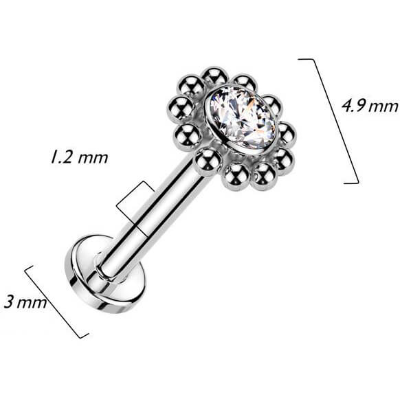 Titan Labret Reihe Kugel Zirkonia Innengewinde