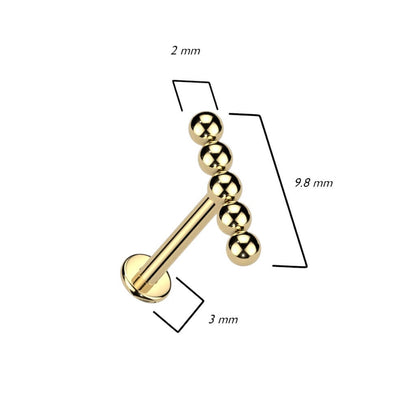 Titanio Top Línea recta de Bolas Rosca interna Labret