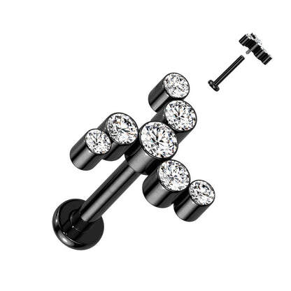 Titane Labret Tourbillon Zircone Filetage Interne