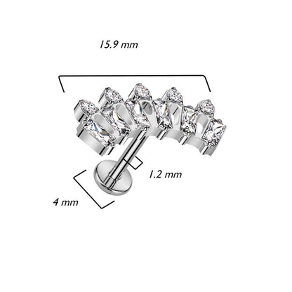 Titane Labret Baguette Zircone Filetage Interne