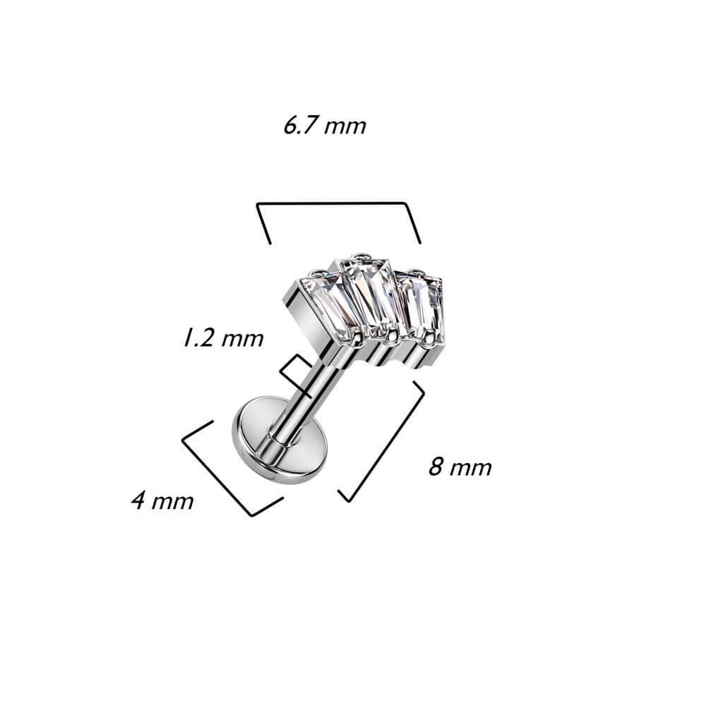 Titane Labret Baguette Zircone Oplae Filetage Interne