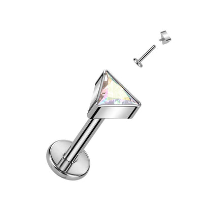 Titanium Labret Triangle Zirconia Internally Threaded