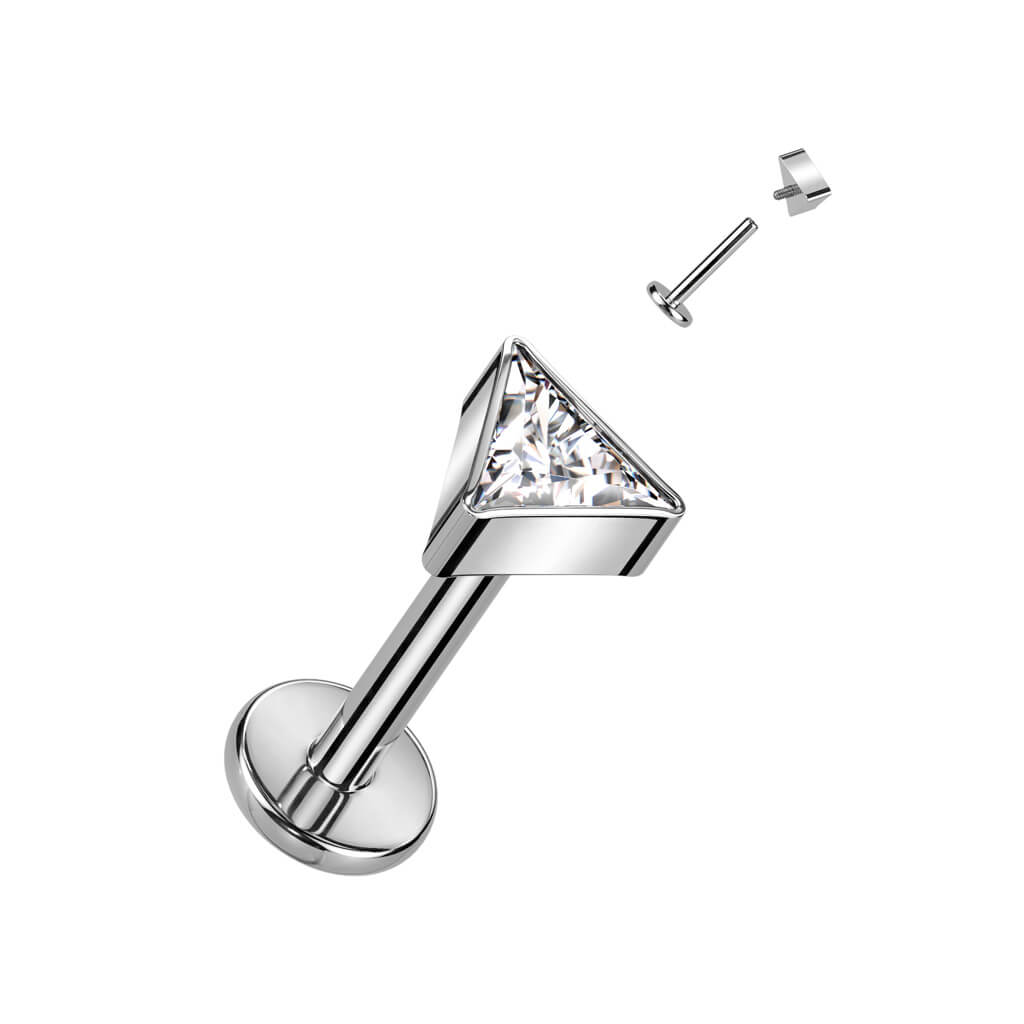 Titanium Labret Triangle Zirconia Internally Threaded