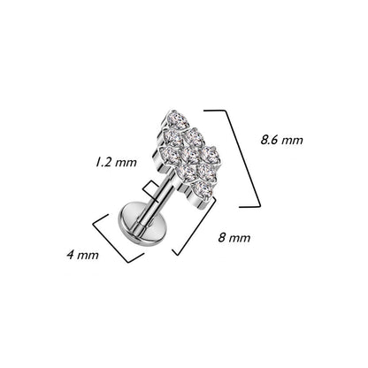 Titan Labret Diamantform Zirkonia Innengewinde