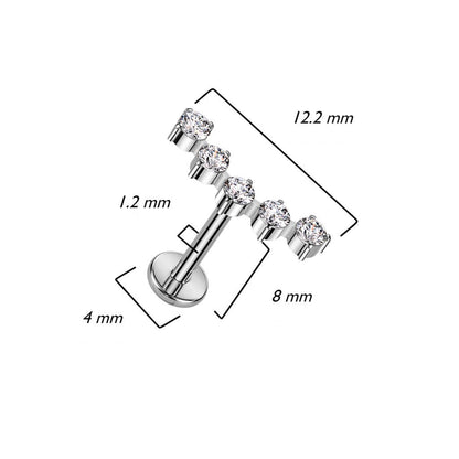 Titanium Labret Semicircle Zirconia Internally Threaded