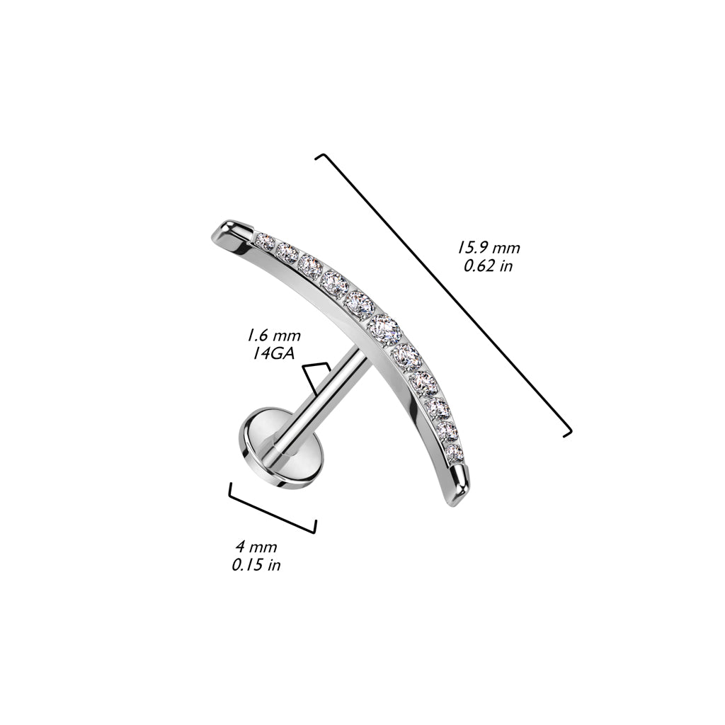 Titane Labret Lune Zircone Filetage Interne