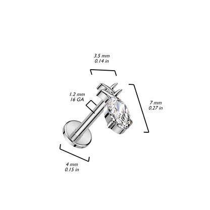 Titane Labret Ananas Zircone Filetage Interne