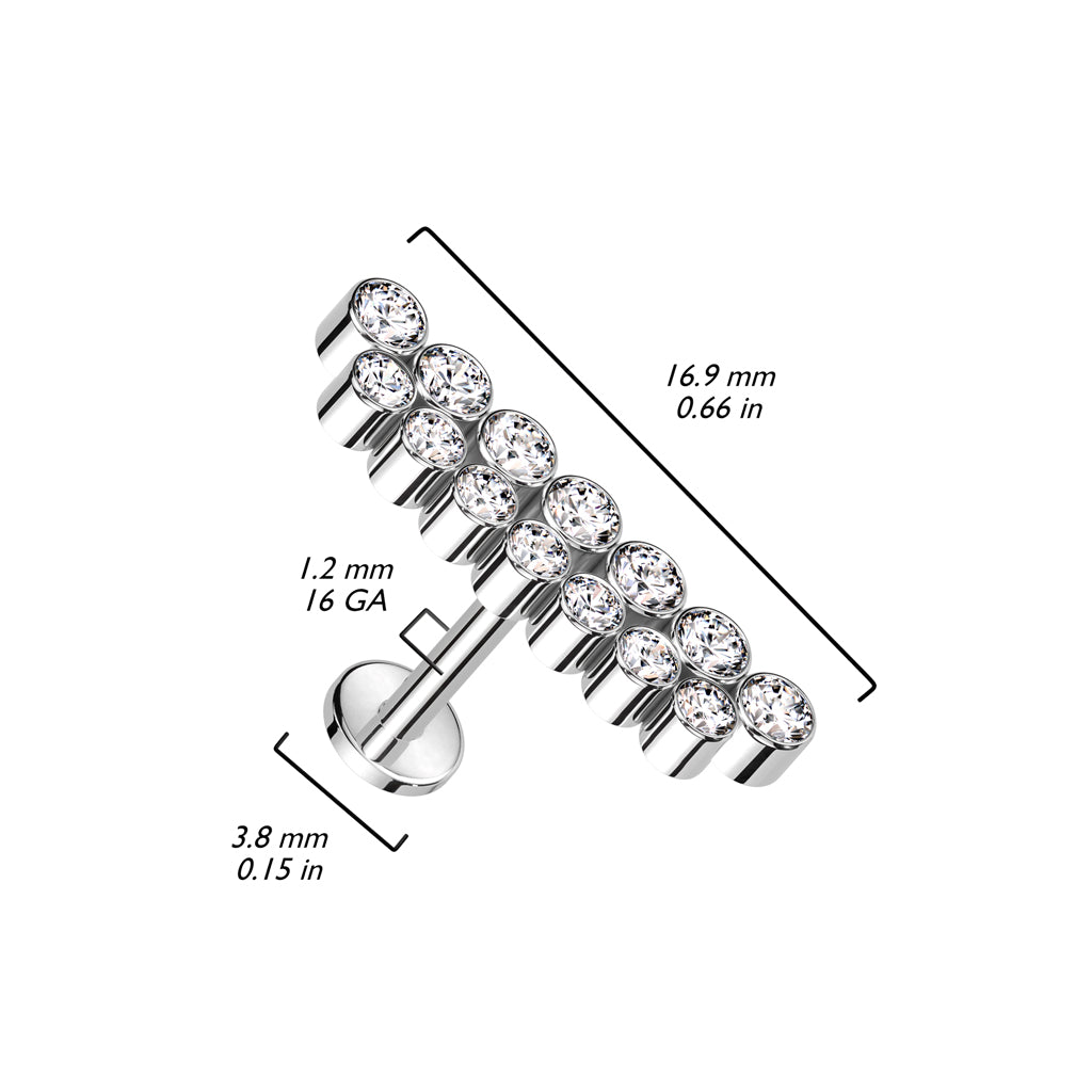 Titane Labret Double Ligne Zircone Filetage Interne