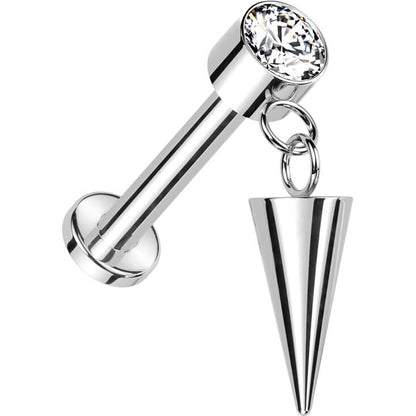 Titanium Labret Spike Zirconia Internally Threaded