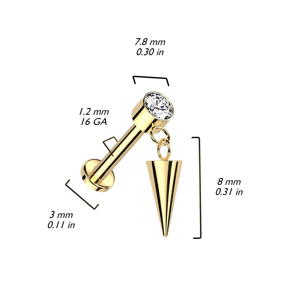 Titane Labret Pointe Zircone Filetage Interne