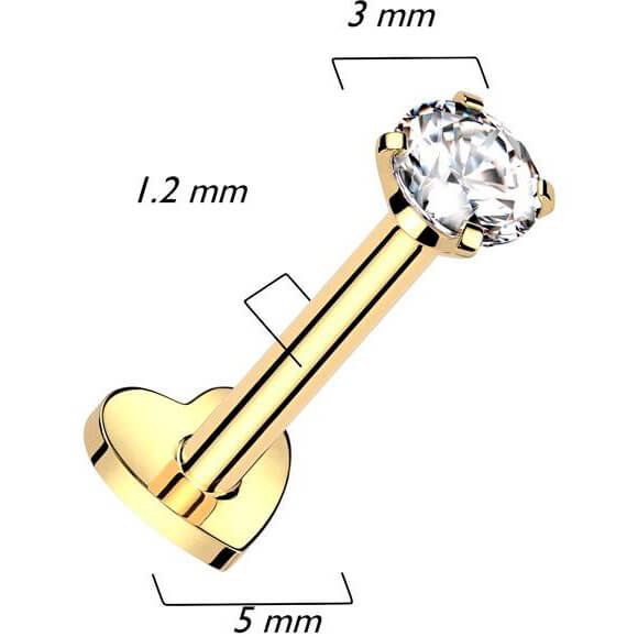 Titanio Labret Zircone e Base a Cuore Filettatura Interna