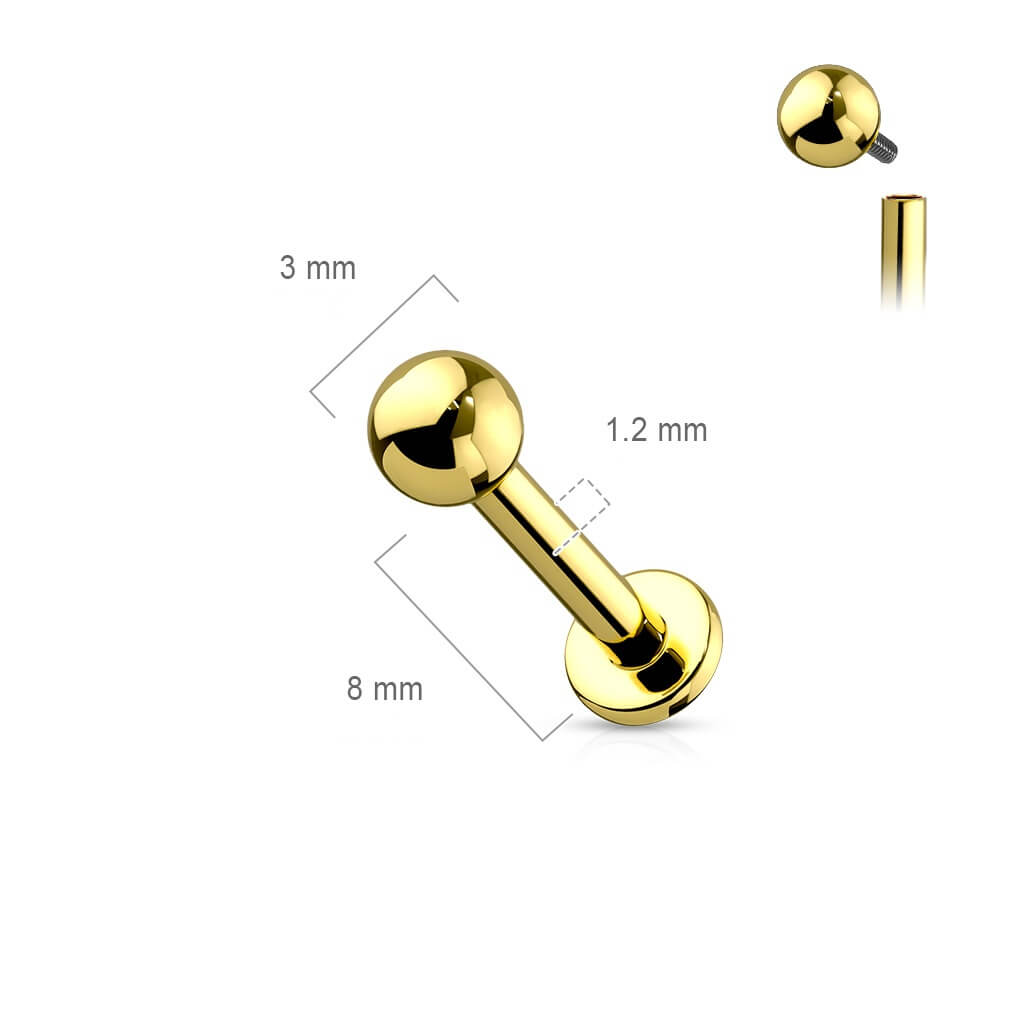 Titanium Labret Ball Internally Threaded