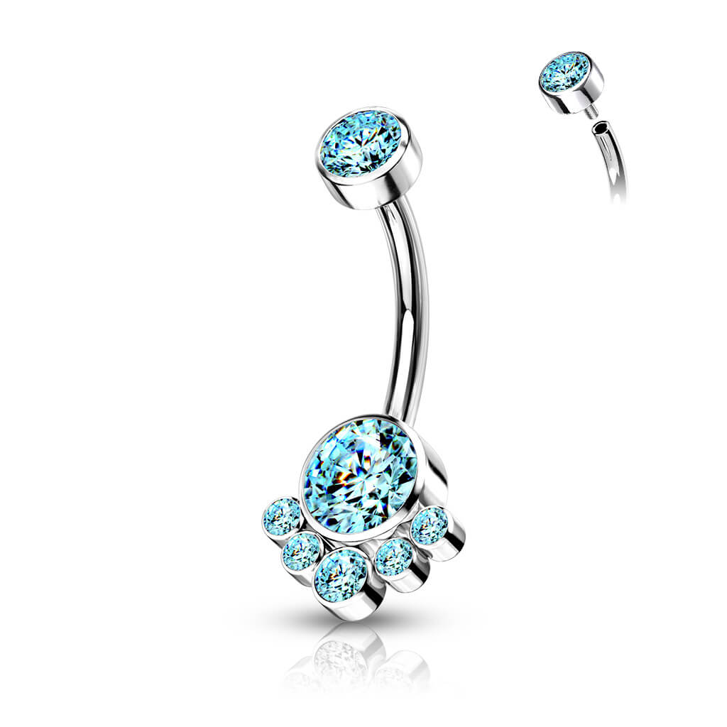 Titan Bauchnabelpiercing Zirkonia Silber Innengewinde