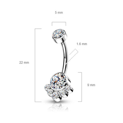 Titanium Belly Button Piercing Zirconia Silver Internally Threaded