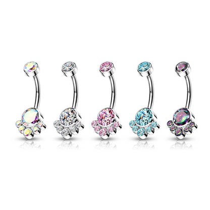 Titanium Belly Button Piercing Zirconia Silver Internally Threaded