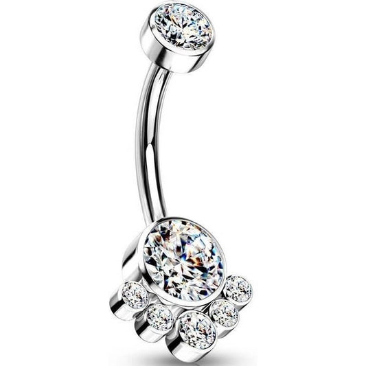 Titan Bauchnabelpiercing Zirkonia Silber Innengewinde