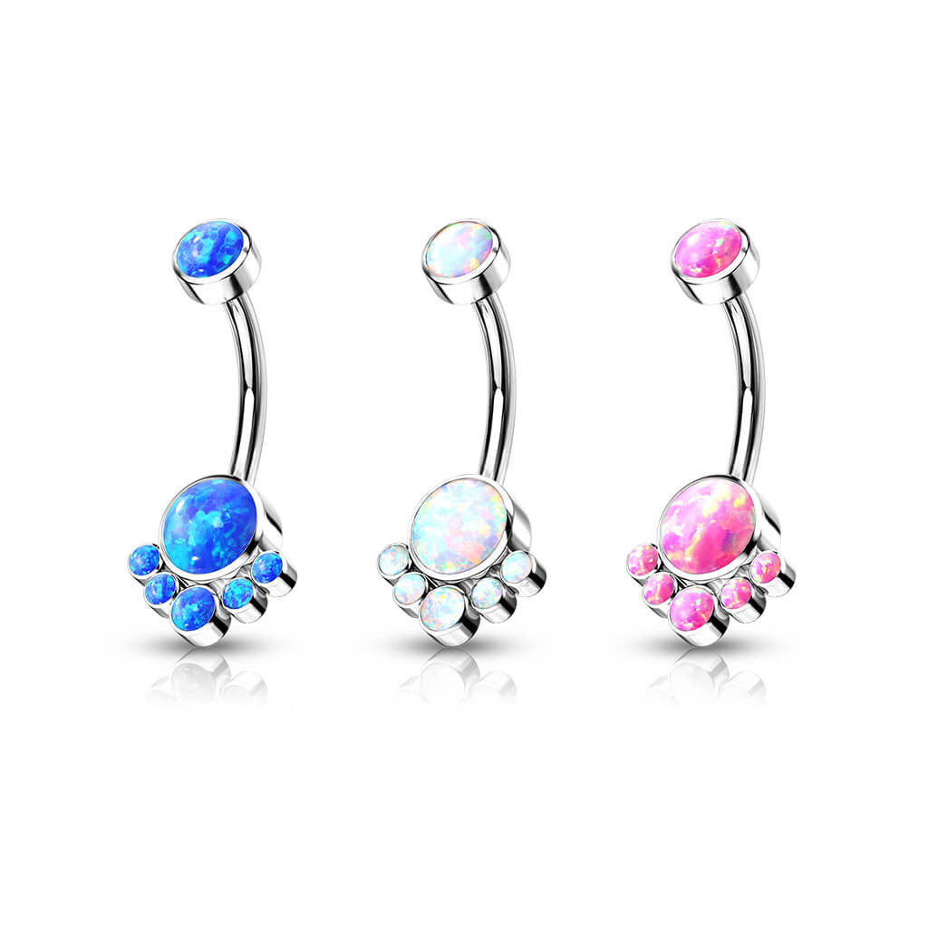 Titan Bauchnabelpiercing Opal Silber Innengewinde