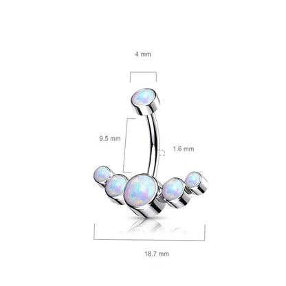 Titan Bauchnabelpiercing 5 Opal Silber Innengewinde