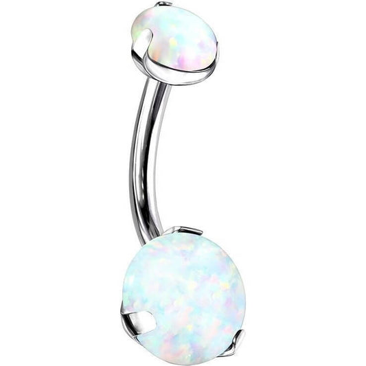 Titanium Belly Button Piercing Opal Dimple setting Internally Threaded