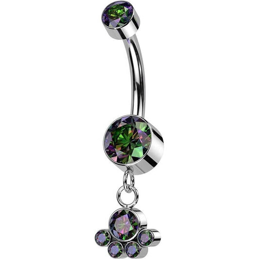 Titan Bauchnabelpiercing Zirkonia beweglich Silber Innengewinde