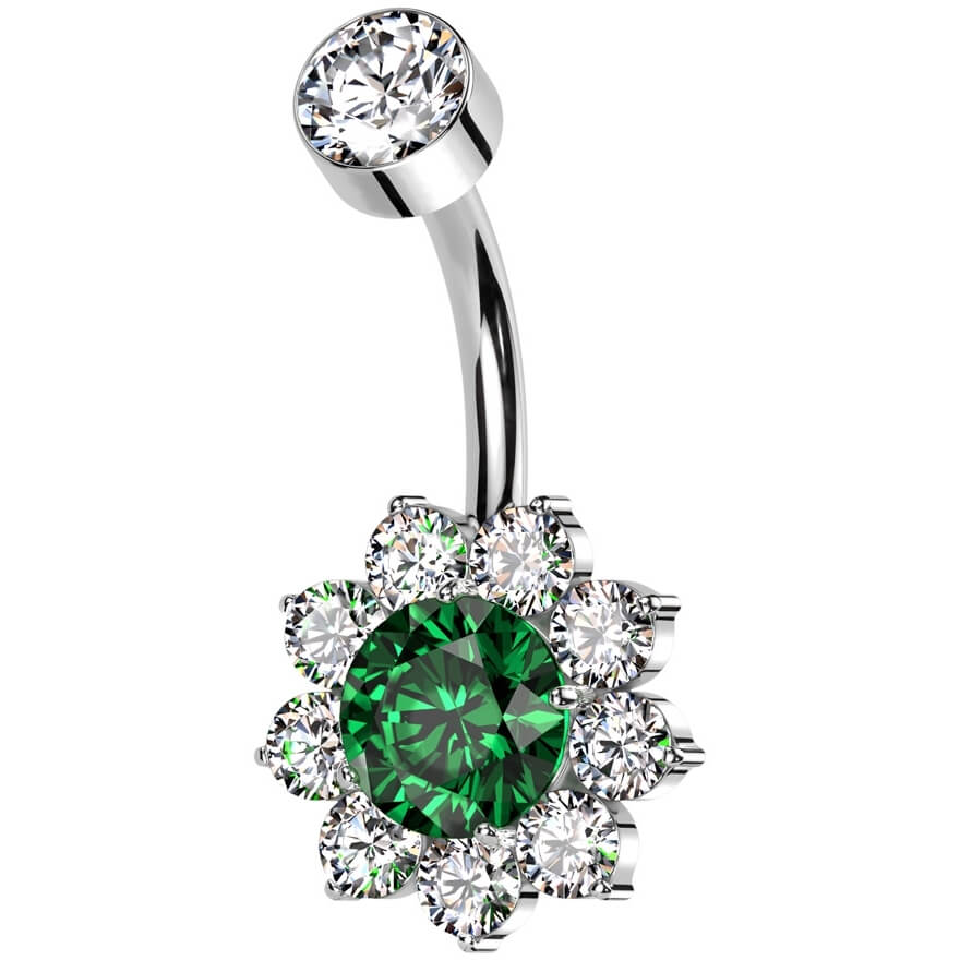 Titan Bauchnabelpiercing Blume Zirkonia Innengewinde