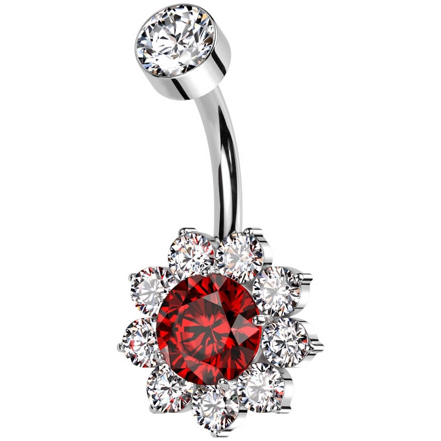 Titan Bauchnabelpiercing Blume Zirkonia Innengewinde