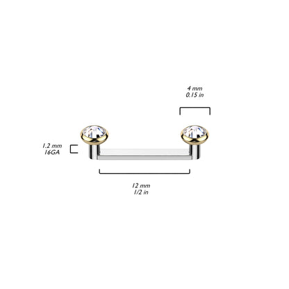 Barbell Surface Barra piatta con zirconi Filettatura Interna