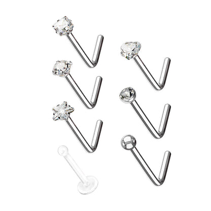 Nose L-Shape Set Zirconia Silver