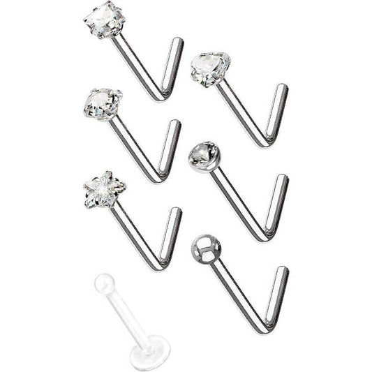 Nose L-Shape Set Zirconia Silver