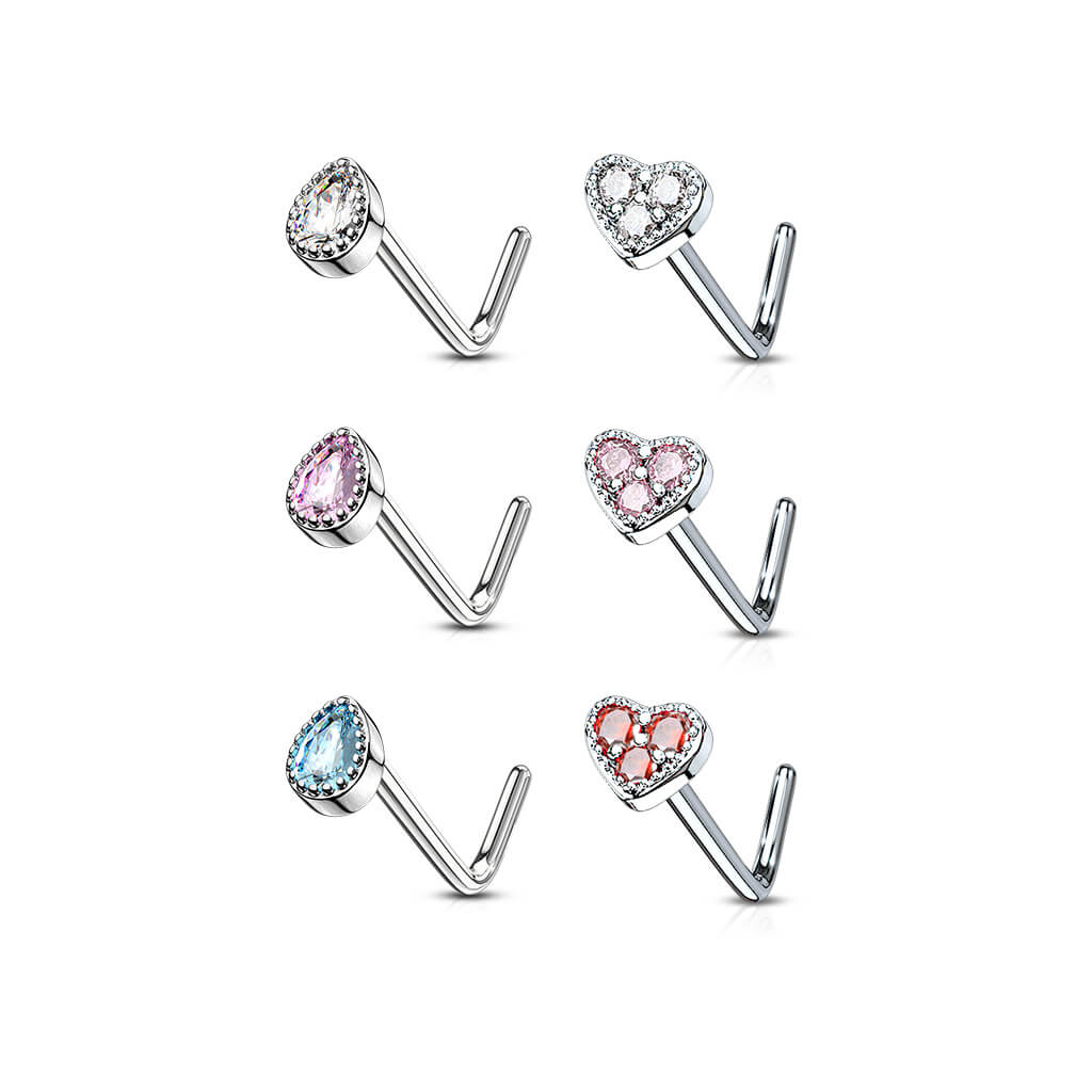 Nose L-Shape Set Zirconia Silver