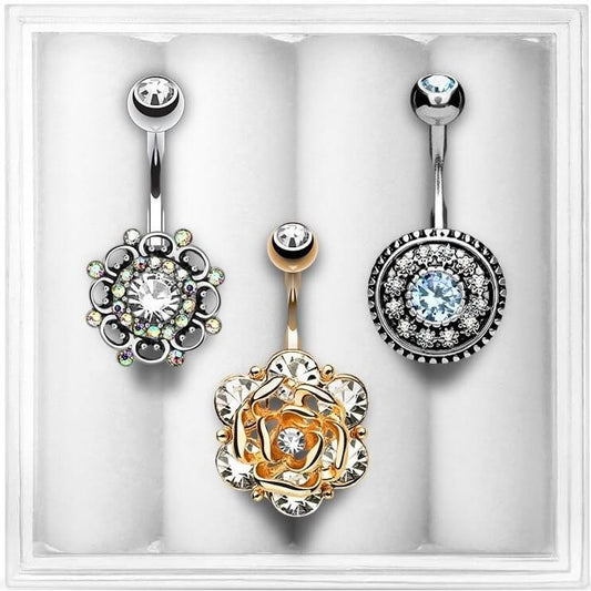 Piercing Ombelico Fiori di zirconi