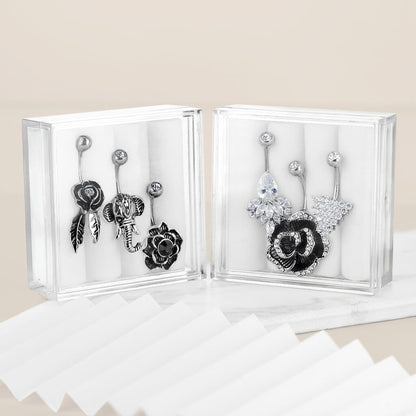 Belly Button Piercing Set Zirconia Silver