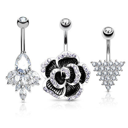 Belly Button Piercing Set Zirconia