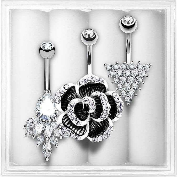 Bauchnabelpiercing Set Zirkonia