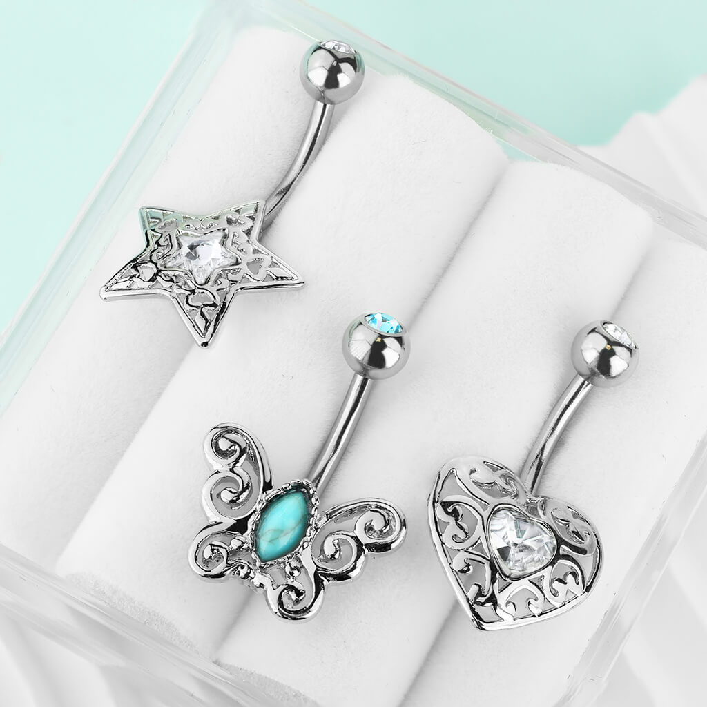 Bauchnabelpiercing Set Zirkonia