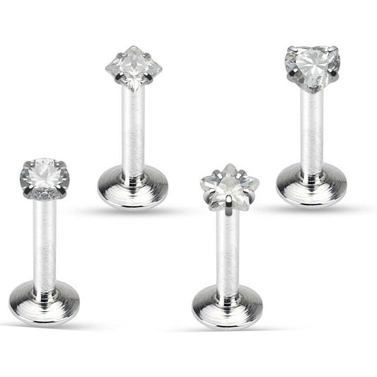 Labret Pack Zircone Argent Filetage Interne