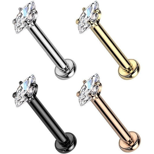 Labret Marquise Zircone Filetage Interne