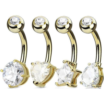 Bauchnabelpiercing Set Zirkonia Gold