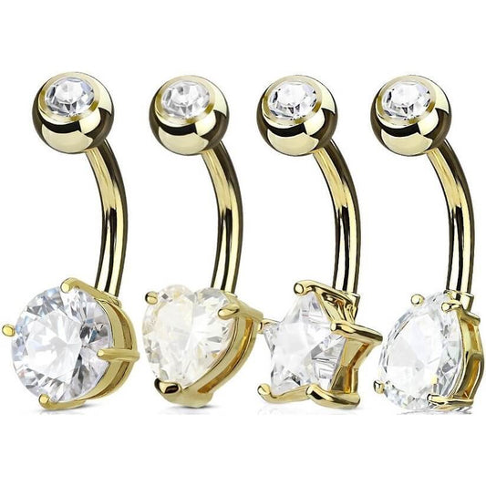 Piercing Nombril Pack Zircone Or